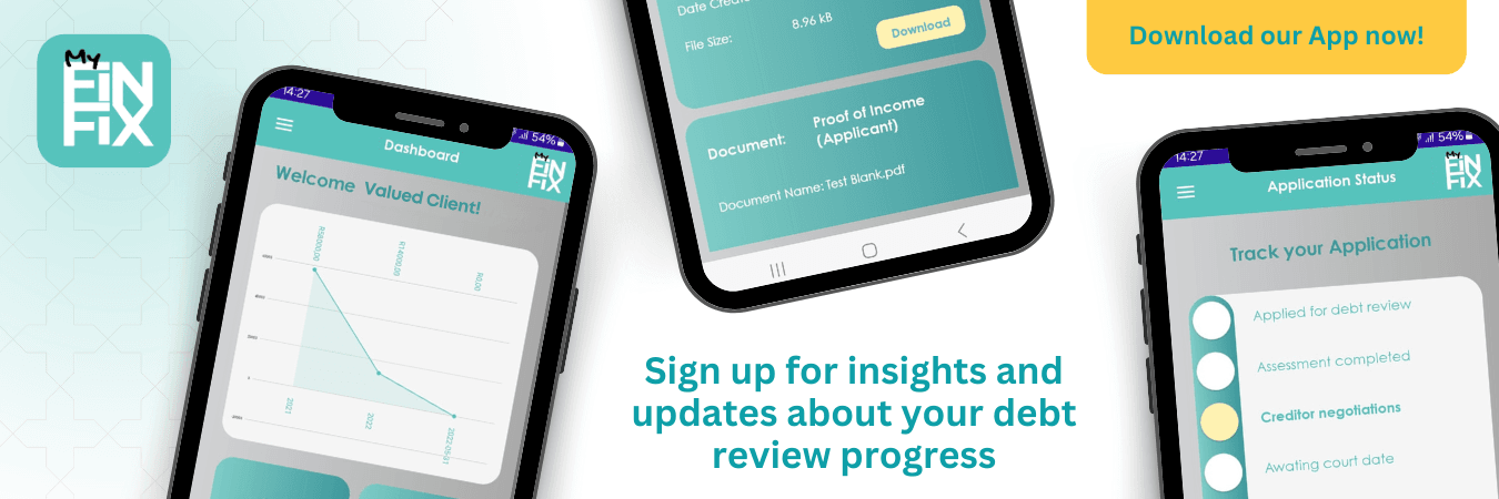 Sign up for insights and updates about your debt review progress — Download our App now!